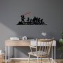 Wallity Banksy - 4 Escultura de pared de metal negro y rojo